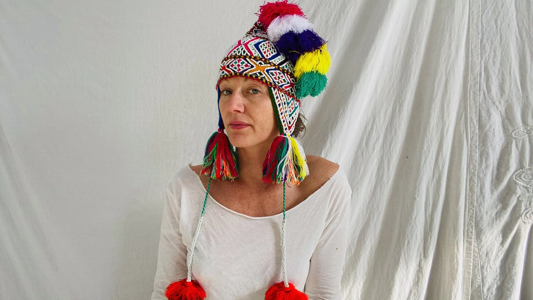 Beaded Shaman Ch'ullo Hat. Peru. Winter Hat. Chullo. 0210
