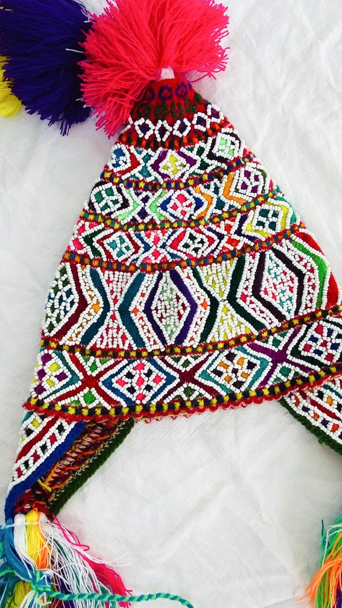 Beaded Shaman Ch'ullo Hat. Peru. Winter Hat. Chullo. 0210