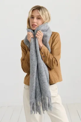 Betty Wool Plain Fluffy Scarf in Grey