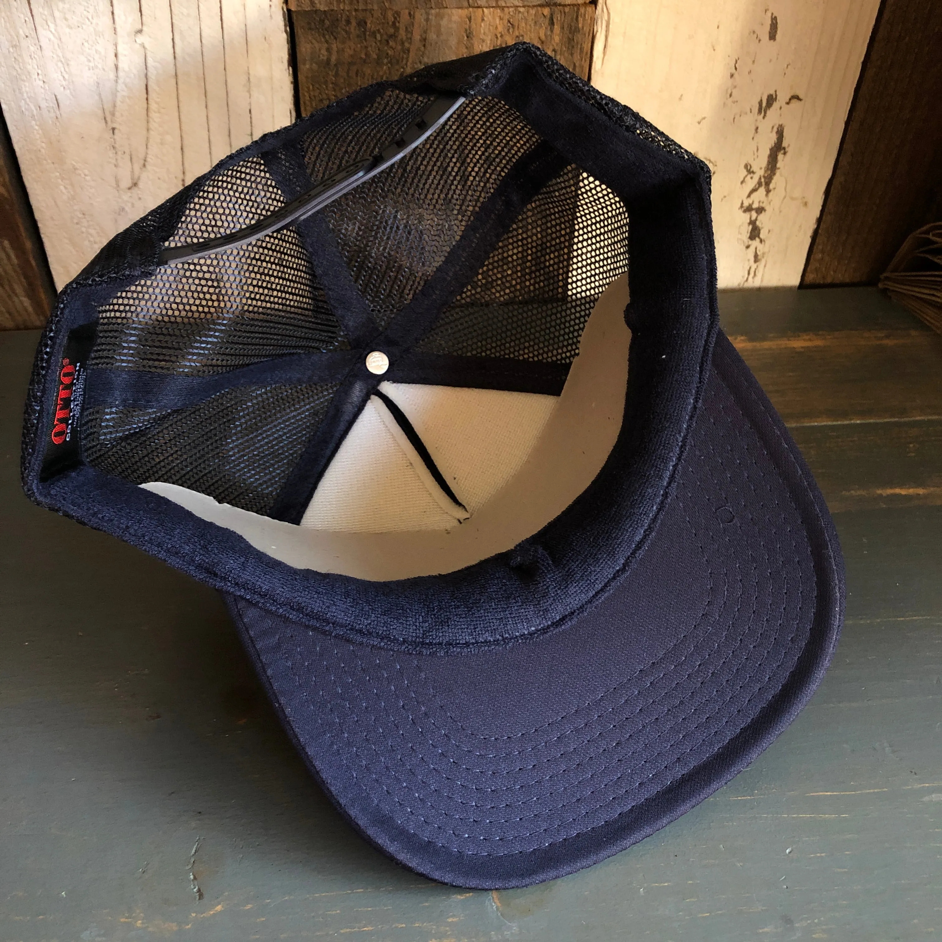 Hermosa Beach FIESTA Trucker Hat - Navy Blue (Flat Brim)
