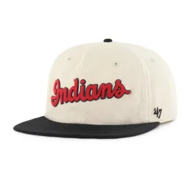 Indianapolis Indians '47 Adult Sand/Navy 50's Fieldstone Adjustable Captain Snapback Cap