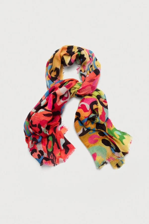 Multicolored Abstract Wool Scarf