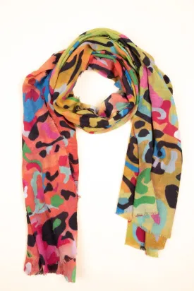 Multicolored Abstract Wool Scarf