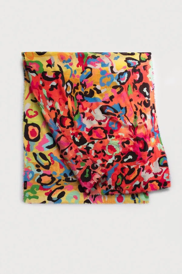 Multicolored Abstract Wool Scarf