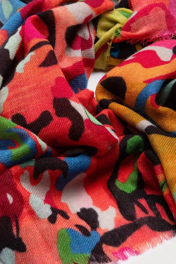 Multicolored Abstract Wool Scarf