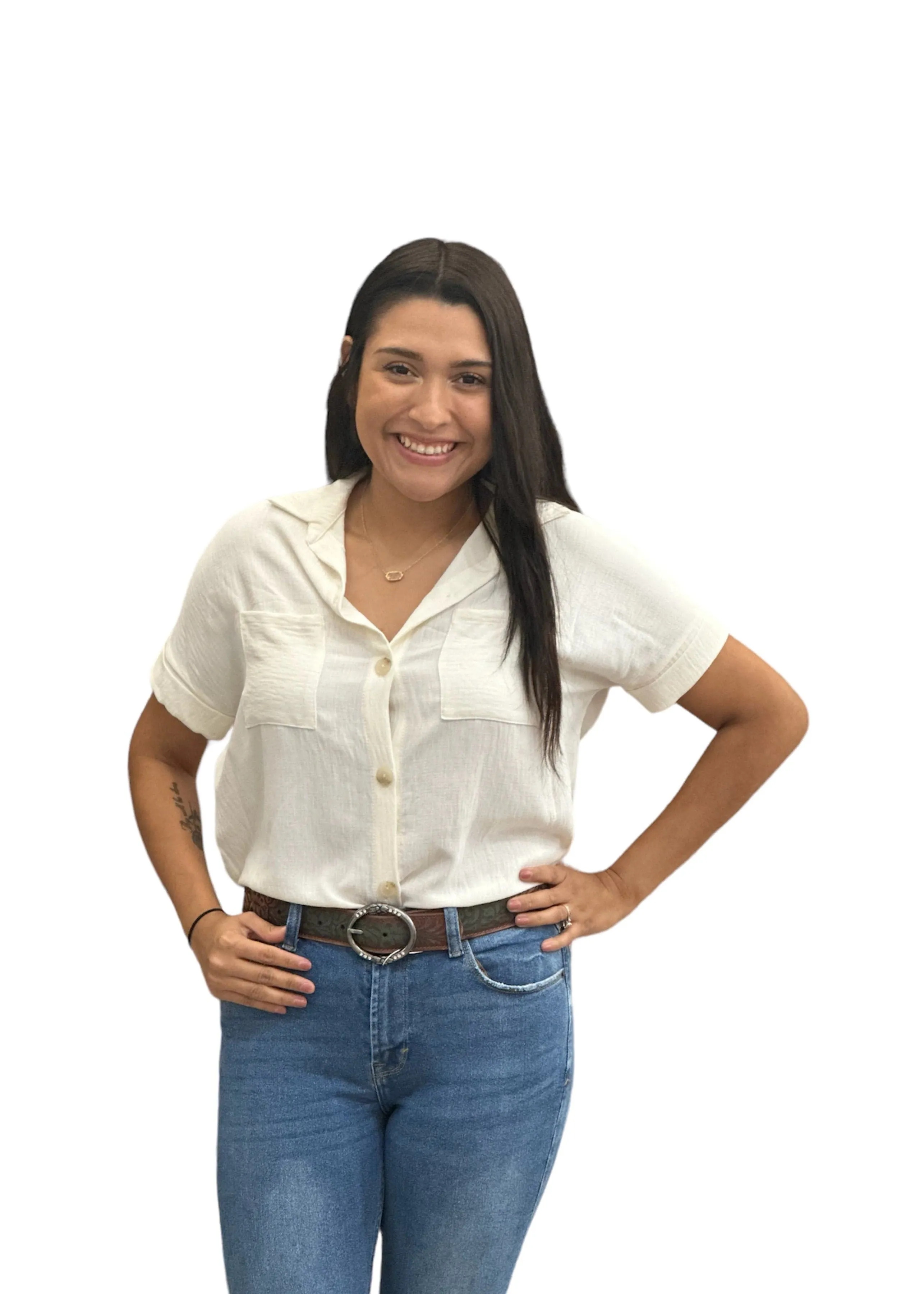Ring Buckle Distressed Leather Belt