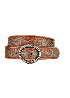 Ring Buckle Distressed Leather Belt