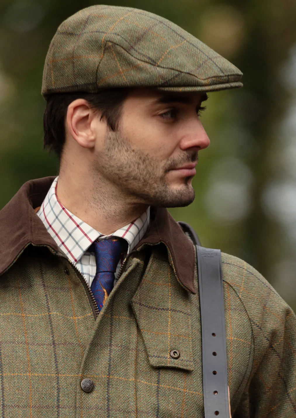 Rutland Men's Tweed Flat Cap In Dark Moss