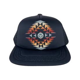 Tiny Whales - Happy Camper Trucker Hat in Black