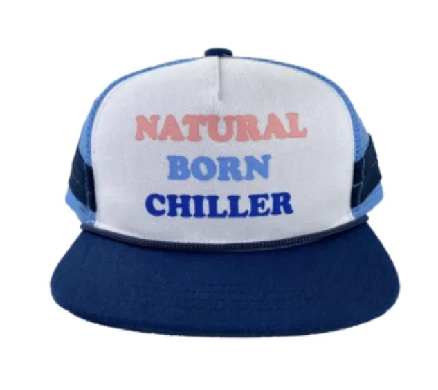 Tiny Whales - Natural Born Chiller Trucker Hat in Navy/Lt. Blue