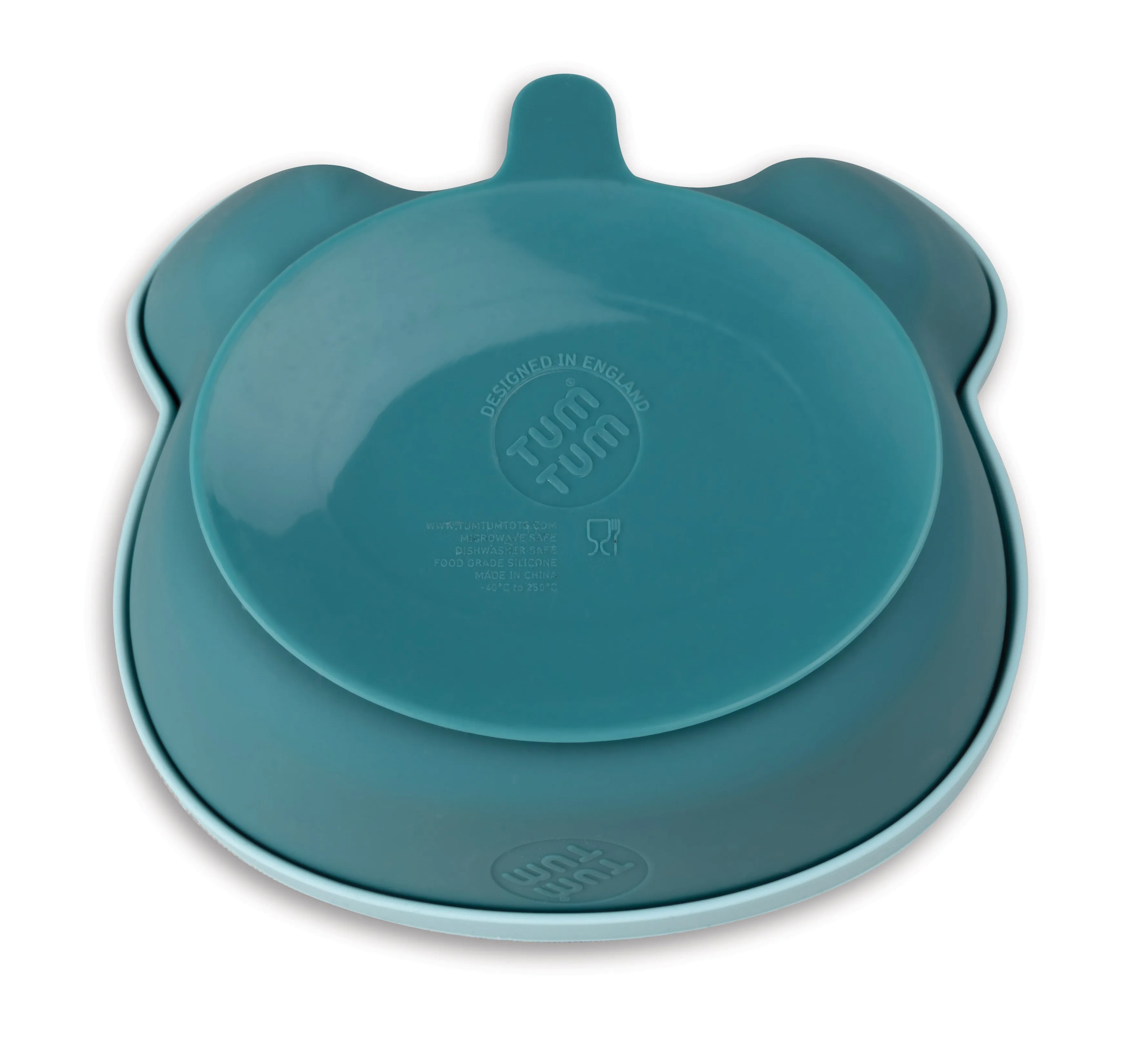 TUM TUM Baby & Toddler Stay Put Suction Bowl With Lid & Spoon, Stay Put Silicone Weaning Bowl & Spoon, First Feeding, Baby Led Weaning, 6m , Boris Bear, Blue