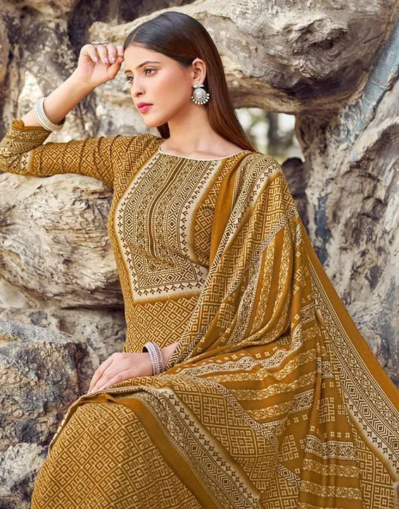 Unstitched Woolen Pashmina Winter Suit Dress Materials for Women