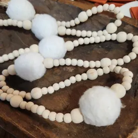 White Felt Wood Bead Garland