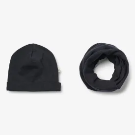 Wool Hat & Neckwarmer Arta - navy